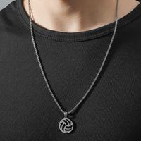 Stainless Steel Smooth Hollow Basketball Pendant Fashion Simple Titanium Steel Necklace main image 5