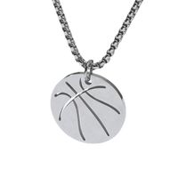 Stainless Steel Smooth Hollow Basketball Pendant Fashion Simple Titanium Steel Necklace main image 6