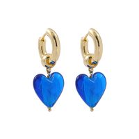 Retro Glass Heart-shaped Earrings sku image 2
