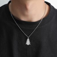 Titanium Steel Christmas Tree Necklace European And American Fashion Star Christmas Tree Tower Stainless Steel Pendant Cross-border Hot Selling New main image 3