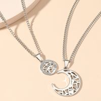 Letter Heart-shaped Multi-part Sun Moon Hollow Pendant Titanium Steel Necklace Men And Women Couple Necklace Pair Cross-border New Arrival main image 2