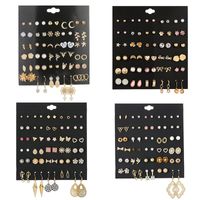 Fashion Small Flower Diamond Alloy 30 Pairs Earrings Set Cute Butterfly Circle Star Earrings main image 3