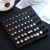 Fashion Small Flower Diamond Alloy 30 Pairs Earrings Set Cute Butterfly Circle Star Earrings main image 4