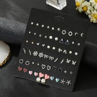 Fashion Small Flower Diamond Alloy 30 Pairs Earrings Set Cute Butterfly Circle Star Earrings main image 5
