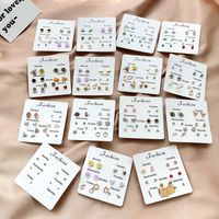 Drip Oil Diamond Butterfly Geometric Animal Free Collocation Combination Of 7 Pairs Of Ear Studs Set main image 3