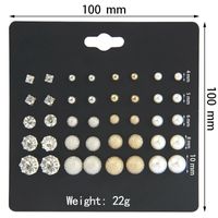 Einfache Perlenohrringe Sechs-krallen-zirkon Eingelegte Diamantperle Geometrische Ohrringe 20 Paar Set main image 3