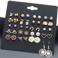 Fashion Owl Flowers Butterfly Stars Chrysanthemum Rhinestone Stud Earrings 20 Pairs Set main image 4