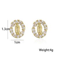 Copper Micro-inlaid Zircon Religious Jewelry Real Gold Electroplated Maria Earrings main image 5