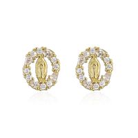 Copper Micro-inlaid Zircon Religious Jewelry Real Gold Electroplated Maria Earrings main image 6
