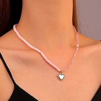 Cross-border New Arrival Stitching Love Necklace Clavicle Chain European And American Fashion Crystal Polymer Clay Pendant Necklace Neck Accessories Female main image 1