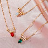 Cross-border New Arrival Creative Crown Pendant Necklace European And American Fashion Cool Diamond Inlaid Clavicle Chain Color Zircon Necklace For Women main image 1