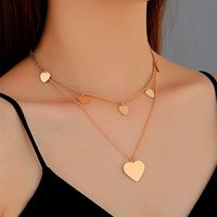 Croix-frontière Nouvelle Arrivée Multi-couche Amour Collier Chandail Chaîne Européenne Et Américaine De La Mode Petit Coeur De Pêche Double Clavicule Chaîne Double-couche Ensemble Chaîne Pour Les Femmes main image 6