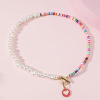 New Soft Pottery Piece Splicing Pearl Creative Beaded Ethnic Style Necklace main image 1
