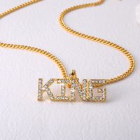 European And American Hip Hop King Letter Necklace Fashion Diamond Pendant Necklace main image 3