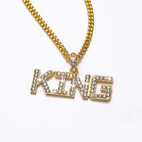 European And American Hip Hop King Letter Necklace Fashion Diamond Pendant Necklace main image 4
