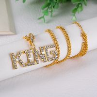European And American Hip Hop King Letter Necklace Fashion Diamond Pendant Necklace main image 5