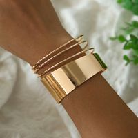 Grenzüberschreitende Europäische Und Amerikanische Modepersönlichkeit Metallarmband Punk Offenes Armband Hohles Einfaches Armband main image 1