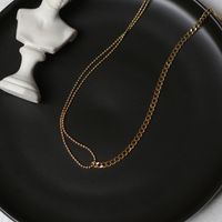 Simple Double Chain Round Bead Choker Necklace Neck Chain Clavicle Chain Titanium Steel Gold-plated Fashion main image 4