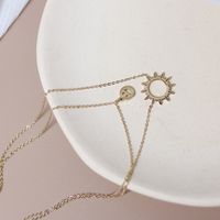 Fashion Sunflower Smiley Emoticon Pack Double Layered Necklace Clavicle Chain Titanium Steel main image 3