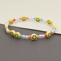 Creative Special-interest Design Bohemian Style Colorful Bead Imitation Pearl Yellow Smiley Handmade Beaded Small Bracelet For Women main image 4