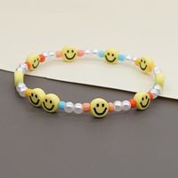 Diseño Creativo De Interés Especial Estilo Bohemio Cuenta Colorida Imitación Perla Amarilla Sonriente Hecha A Mano Pequeña Pulsera De Cuentas Para Mujer main image 4