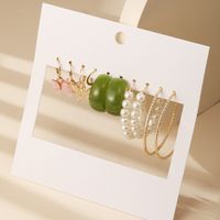 New Acrylic Butterfly Earrings Set 5 Pairs Creative Simple Green Acrylic Pearl Earring main image 3
