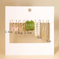 New Acrylic Butterfly Earrings Set 5 Pairs Creative Simple Green Acrylic Pearl Earring main image 4