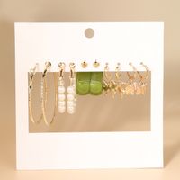 New Acrylic Butterfly Earrings Set 5 Pairs Creative Simple Green Acrylic Pearl Earring main image 5