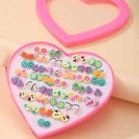 European And American New Polymer Clay Fruit Ear Studs Set Earrings 36 Pairs Of Love Gift Box Children Korean Style Cute Earrings main image 2