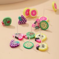 European And American New Polymer Clay Fruit Ear Studs Set Earrings 36 Pairs Of Love Gift Box Children Korean Style Cute Earrings main image 4