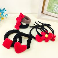 2021 Autumn New Style Korean Cute Girl Hair Loop Bow Tie Bear Rubber Band Ponytail Hair Elastic Ring Towel Ring main image 5