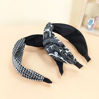 Houndstooth Headband New Fabric Craft Cross Color Matching Headband Simple Ethnic Style Personalized Out Face Washing Hair Pressing Headwear main image 3