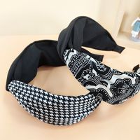 Houndstooth Headband New Fabric Craft Cross Color Matching Headband Simple Ethnic Style Personalized Out Face Washing Hair Pressing Headwear main image 5