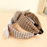 2021 New Striped Plaid Headband Fashion Graceful Personality Bow Hair Accessories Wide Brim Fabric Face Wash Hair Band main image 5