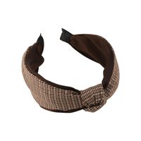 Coffee Color Houndstooth Fashion Knotted Hair Band Korean Retro Wide-brimmed Headband main image 6