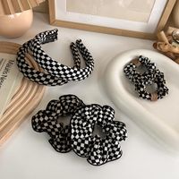 Korean Version Checkerboard Black And White Large Intestine Hair Circle Holiday Style Temperament Sponge Hairband main image 2