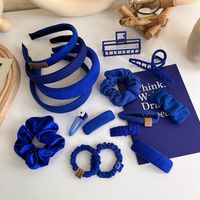 Klein Blue Sanded Headband Autumn And Winter New Wide-brimmed Headband Bb Clip Side Hairpin Headdress Hair Accessories main image 1