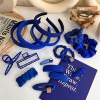 Klein Blue Sanded Headband Autumn And Winter New Wide-brimmed Headband Bb Clip Side Hairpin Headdress Hair Accessories main image 5