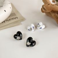 Retro Simple Cute Love Earrings Painted Heart Diamonds Large Diamond Earrings main image 1