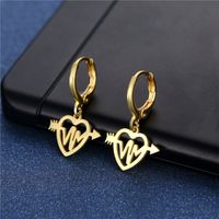 New Products Jewelry One Arrow Pierced Ear Buckle Stainless Steel Geometric Love Earrings sku image 1