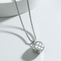 Fashion Simple Stainless Steel Necklace Hip Hop Dice Pendant Jewelry Accessories sku image 2