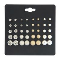 Pendientes De Perlas Simples Pendientes Geométricos De Perlas De Diamantes Con Incrustaciones De Circonitas De Seis Garras Juego De 20 Pares sku image 1