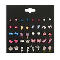 Cute Children&#39;s Candy Color Earrings Set Pearl Angel Drop Oil Earrings Small Jewelry sku image 1
