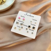 Drip Oil Diamond Butterfly Geometric Animal Free Collocation Combination Of 7 Pairs Of Ear Studs Set sku image 5