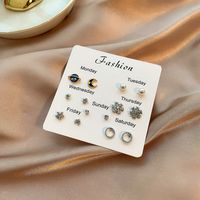Drip Oil Diamond Butterfly Geometric Animal Free Collocation Combination Of 7 Pairs Of Ear Studs Set sku image 15