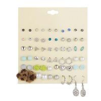 Fashion Small Flower Diamond Alloy 30 Pairs Earrings Set Cute Butterfly Circle Star Earrings sku image 4