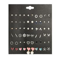 Fashion Small Flower Diamond Alloy 30 Pairs Earrings Set Cute Butterfly Circle Star Earrings sku image 5