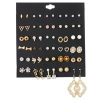 1 Set Lady Classic Style Heart Shape Flower Butterfly Inlay Alloy Artificial Gemstones Ear Studs sku image 4