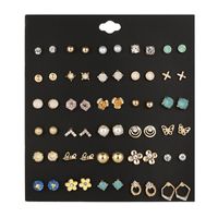 1 Set Lady Classic Style Heart Shape Flower Butterfly Inlay Alloy Artificial Gemstones Ear Studs sku image 8