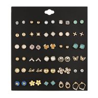 Fashion Small Flower Diamond Alloy 30 Pairs Earrings Set Cute Butterfly Circle Star Earrings sku image 13